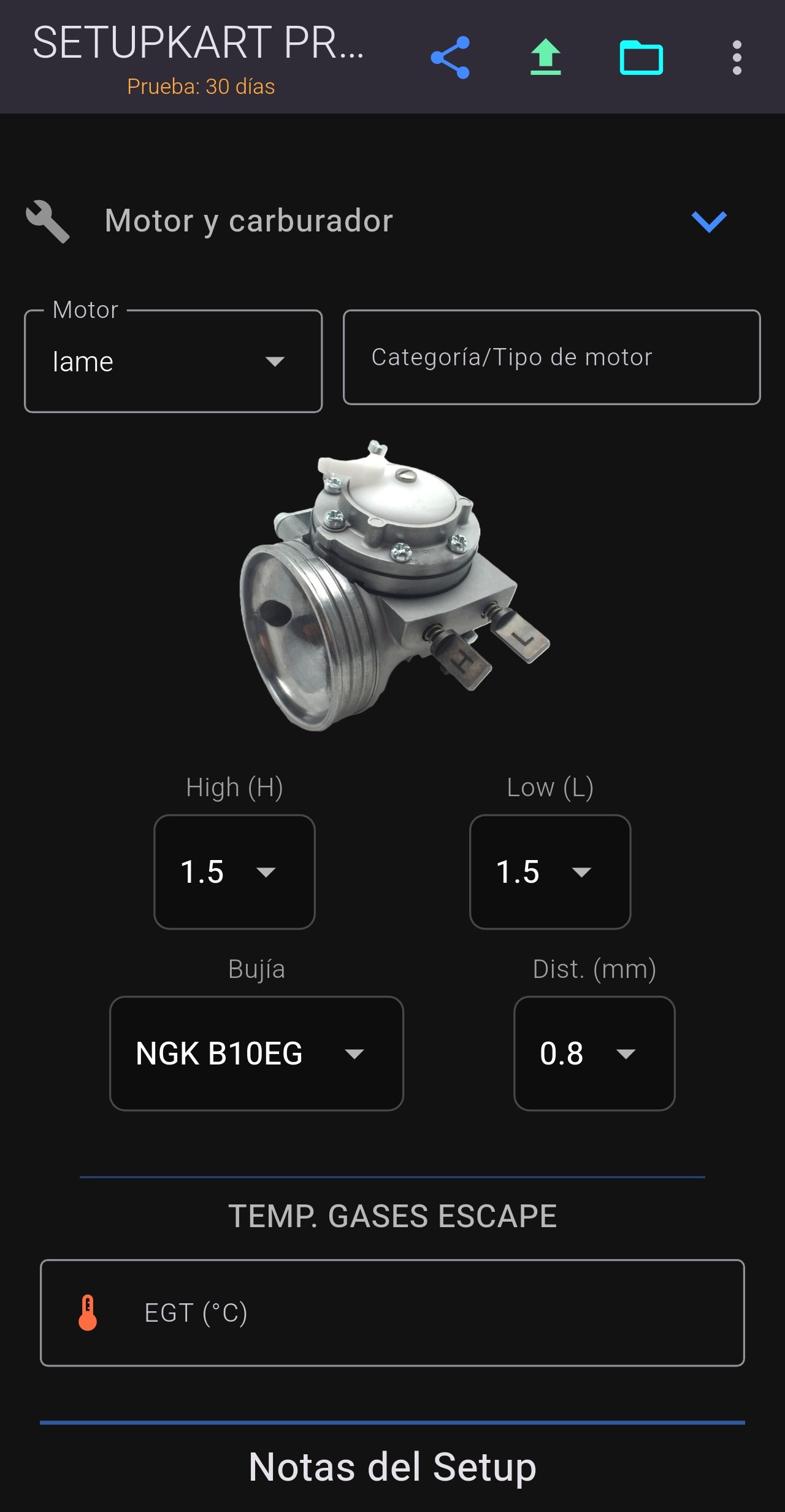 IAME Tillotson Carburador