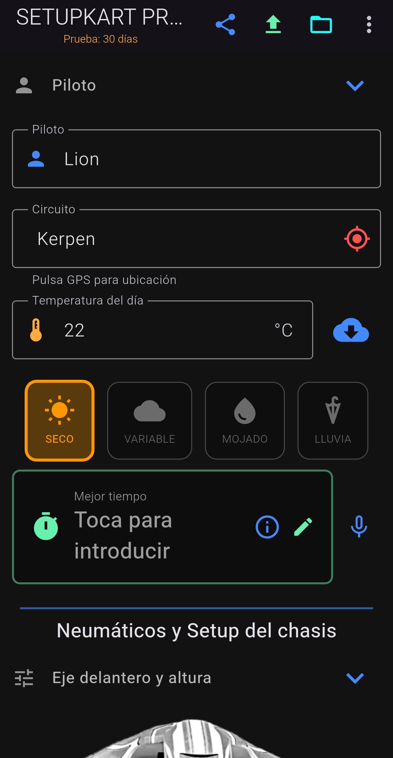 Hoofdscherm – Rijder & Weer